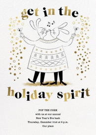 Bunnies Toasting Gold Dot Invitation