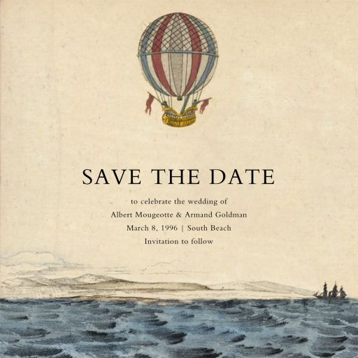 Hot Air Balloon - Blue - Invitation by John Derian