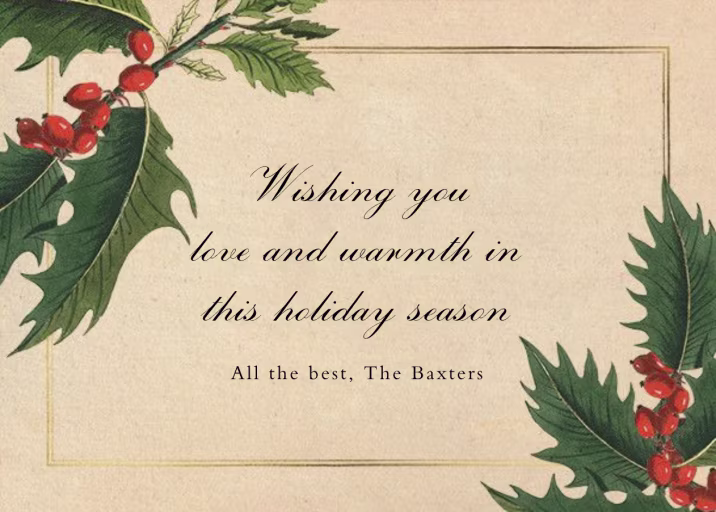 Aquifolium - Holiday Card by John Derian
