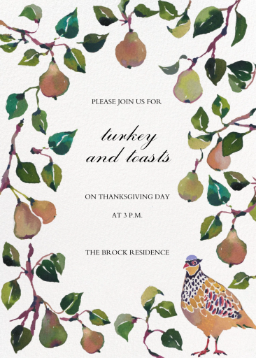 Watercolor Pear Thanksgiving Invitation