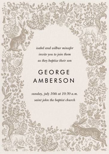 Fable Wreath - Baptism & Christening Invitation by Rifle Paper Co.