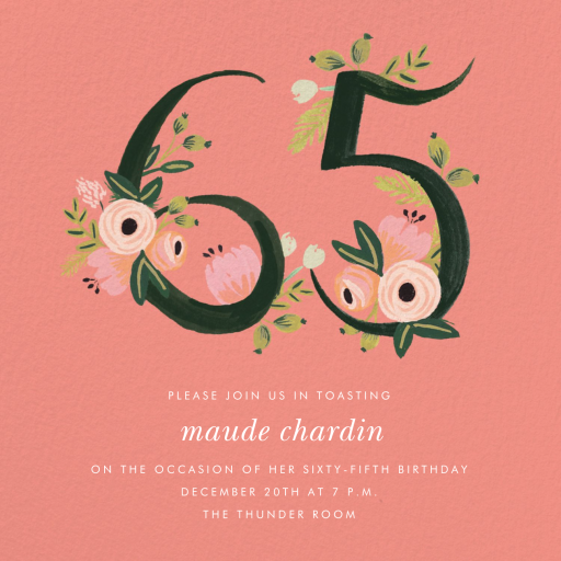 Botanic Numerals - Birthday Invitation by Rifle Paper Co.