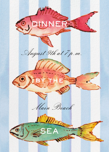 Watercolor Fish Striped Invitation