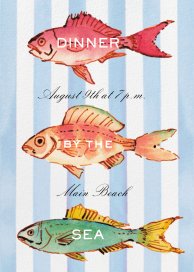 Watercolor Fish Striped Invitation