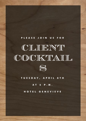 Wood Grain Color Block - Cocktail Party Invitation by Paperless Post