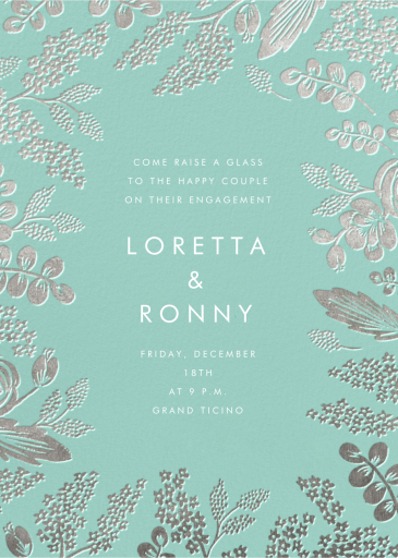 Turquoise Floral Border Invitation