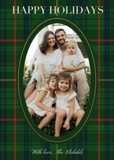 Photo Green Plaid Holiday Card