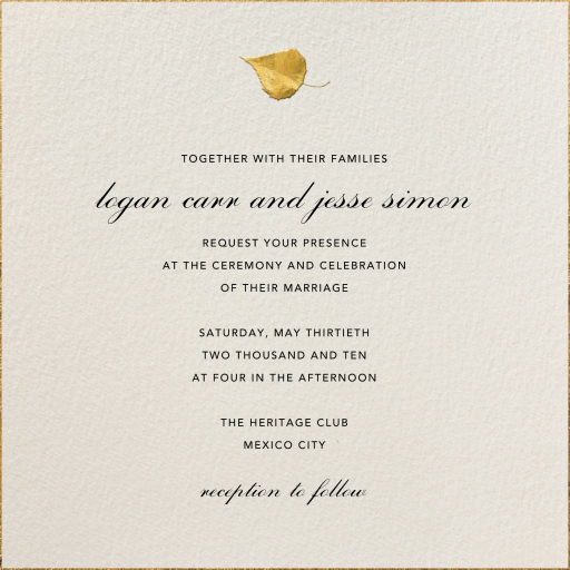 Gold Leaf - Wedding Invitation by Paperless Post