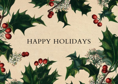 Branches de Houx (Greeting) - Holiday Card by John Derian