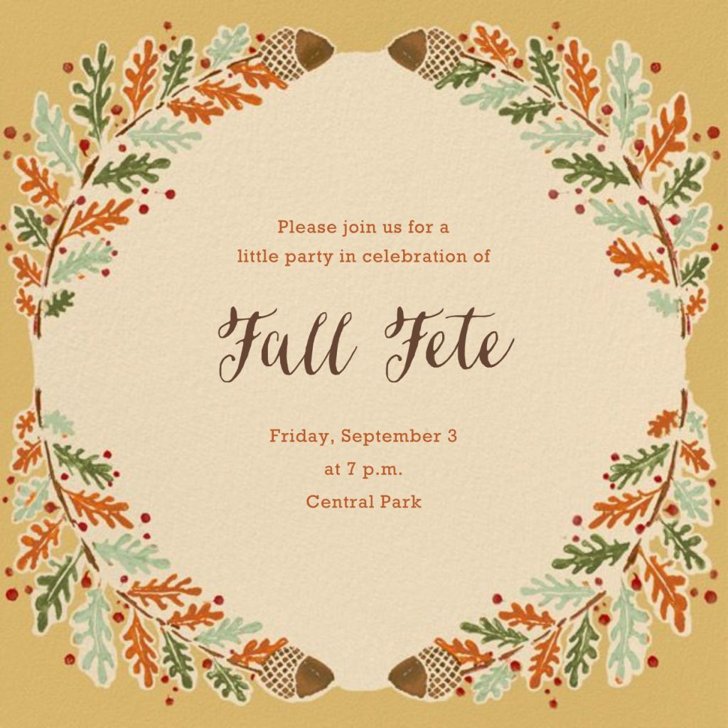 Watercolor Autumn Frame Invitation