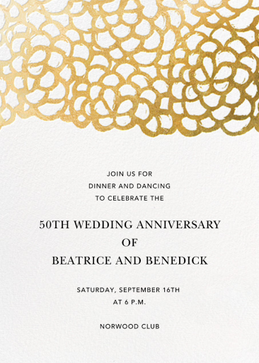 Gardenia - Tall - Anniversary Invitation by Oscar de la Renta