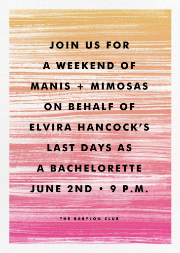 Gradient Messy Strokes - Bachelorette Party Invitation by Paperless Post