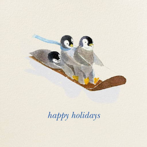 South Pole Sledders (Greeting) - Holiday Card by Felix Doolittle