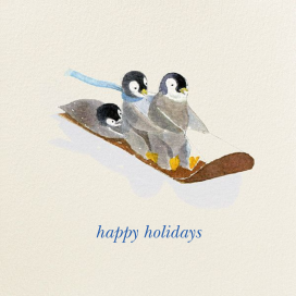 South Pole Sledders (Greeting) - Holiday Card by Felix Doolittle