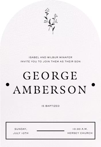 Arch Cutout (Customizable Template) - Baptism & Christening Invitation by Paperless Post