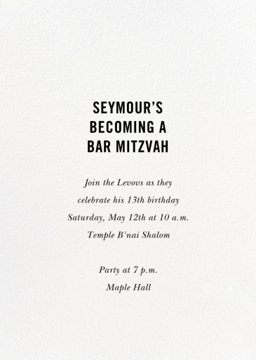 Mitzvah Baronial - Bar & Bat Mitzvah Invitation by kate spade new york - Back