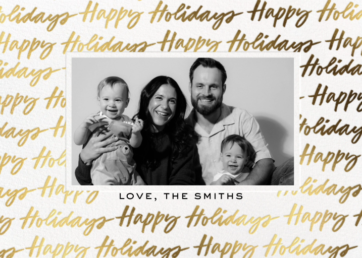 Photo Gold Script Holiday Card