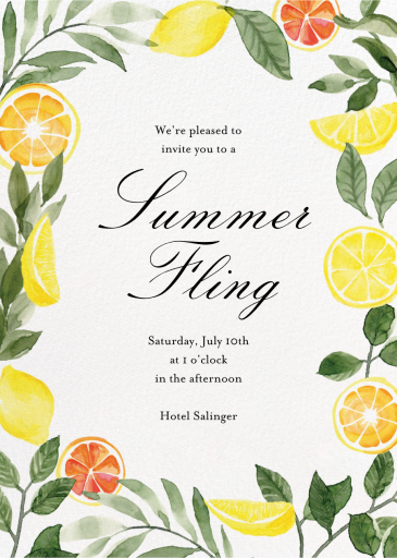 Lemon Leaves - Summer Party Invitation by Paper Source