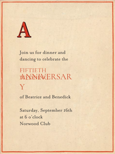 Red Letter - Celebration Invitation by John Derian - Back