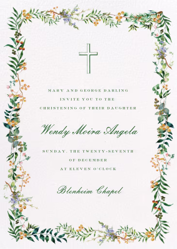 Fall Garland (Inslee Fariss) - Baptism & Christening Invitation by Dogwood Hill