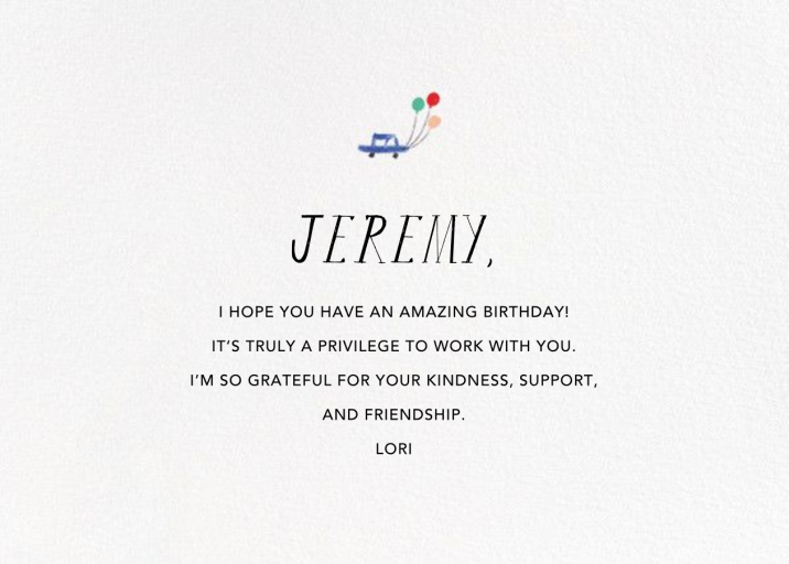 Mr. Bernstein's Balloon Ride - Birthday Card by Mr. Boddington's Studio - Back