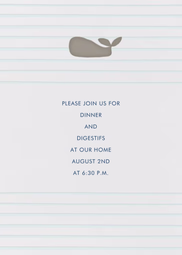 Whale - Linda & Harriet - Beach Party Invitation by Linda and Harriett