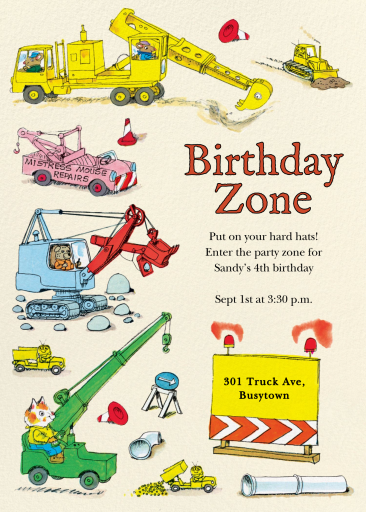 Loading Zone - Birthday Invitation by Richard Scarry