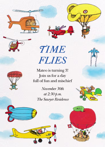 Take Flight - Birthday Invitation by Richard Scarry