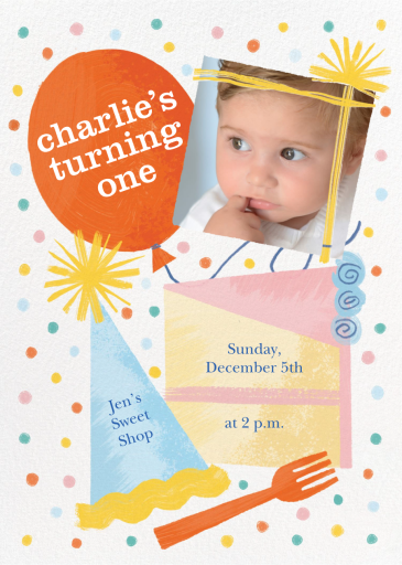 Party Cake Photo - First Birthday Invitation by Paperless Post