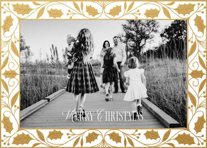 Golden Holly Horizontal - Christmas Card by Paperless Post