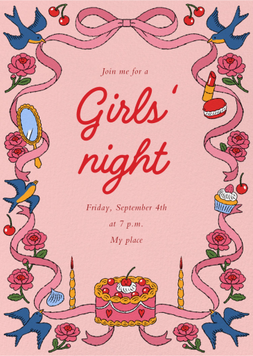 Sweet and Pink - Girls' Night Invitation by Min Heo