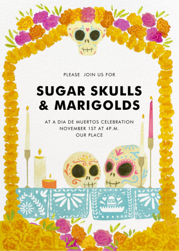 Smiling Skulls - Día de los Muertos Card by Paperless Post