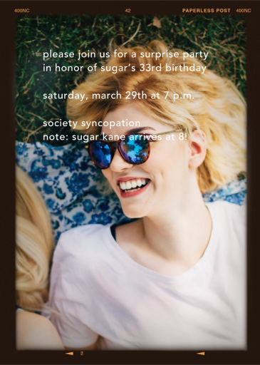 Medium Format Film Border - Surprise Party Invitation by Paperless Post