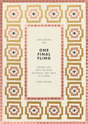 Geometric Patterned Border - Bachelorette Party Invitation by Jungalow