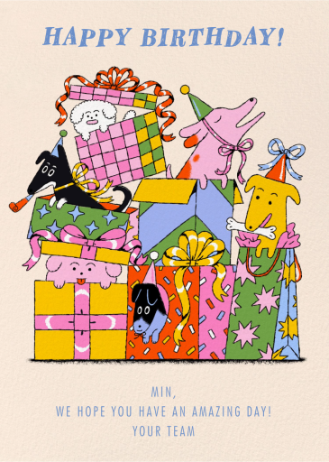 Puppy Presents - Business Greeting Card by Min Heo