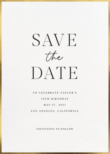Vintage Thin Gold Border Frame - Save the Date by Sugar Paper