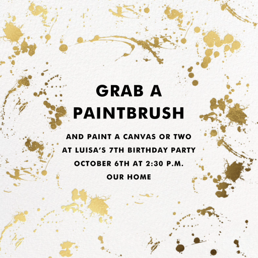 Gold Paint Splatter Invitation