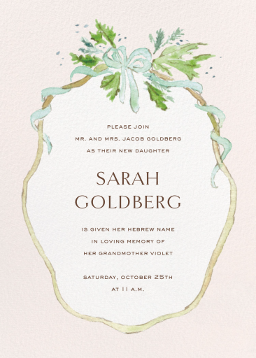 Ribbon Scallop (Sarah Robins Powell) - Bris/Baby Naming Invitation by Dogwood Hill