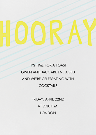 Hooray - Engagement Party Invitation by Linda and Harriett