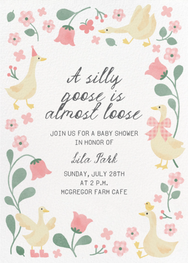 Floral Goose Baby Shower Invitation