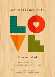 Modern Love Petit Collage - Birth Announcement by Petit Collage