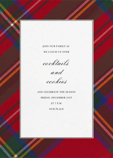 Tartan Plaid Border (Tall) - Christmas Party Invitation by Oscar de la Renta