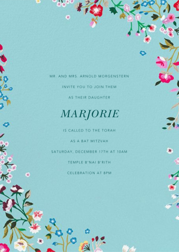 Embroidered Floral - Bar & Bat Mitzvah Invitation by Oscar de la Renta