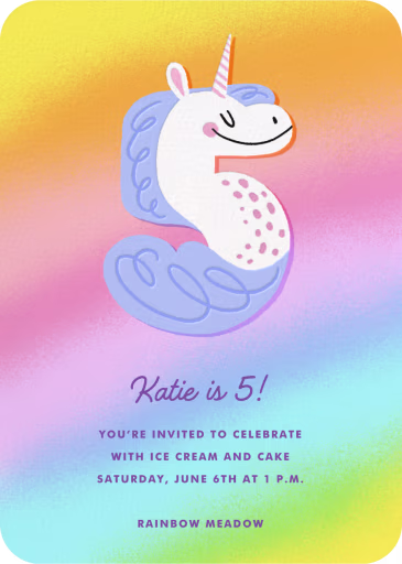 Unicorn Numeral - Birthday Invitation by Hello!Lucky
