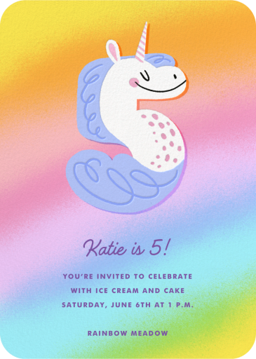 Unicorn Numeral - Birthday Invitation by Hello!Lucky