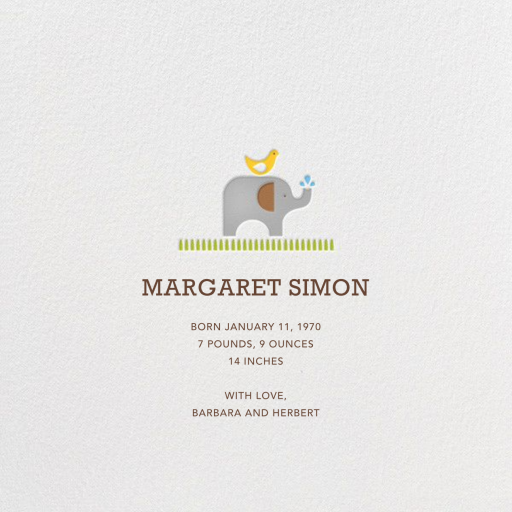 Safari Border - Birth Announcement by Petit Collage - Back