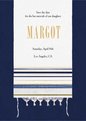 Striped Tallit - Bar & Bat Mitzvah Save the Date by Paperless Post