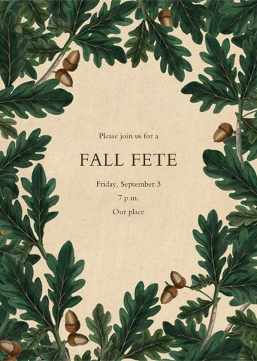 Acorn Border - Fall Party Invitation by John Derian