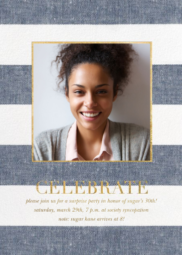 Chambray Stripe Photo - Invitation by Sugar Paper