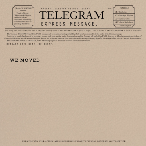 Telegram - Moving Announcement by Paperless Post